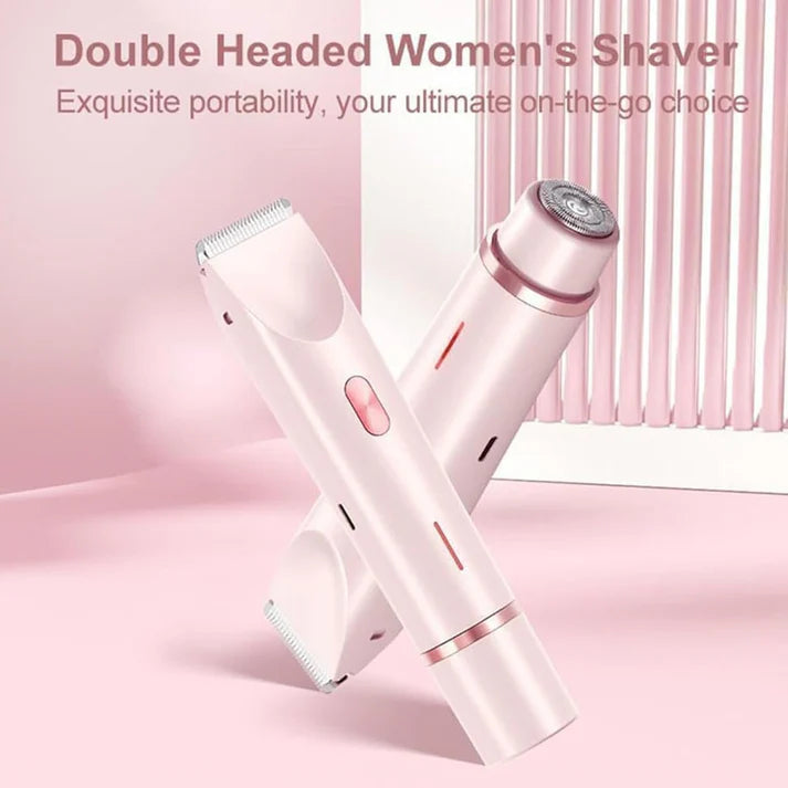 Double Head Shaver & Trimmer - Ipx7 Waterproof Wet & Dry Use (for bikini, underarms, legs, arms, body & face) (مِقَص حلاقة كهربائي ذوا رأسين)