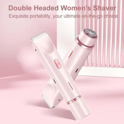 Double Head Shaver & Trimmer - Ipx7 Waterproof Wet & Dry Use (for bikini, underarms, legs, arms, body & face) (مِقَص حلاقة كهربائي ذوا رأسين)