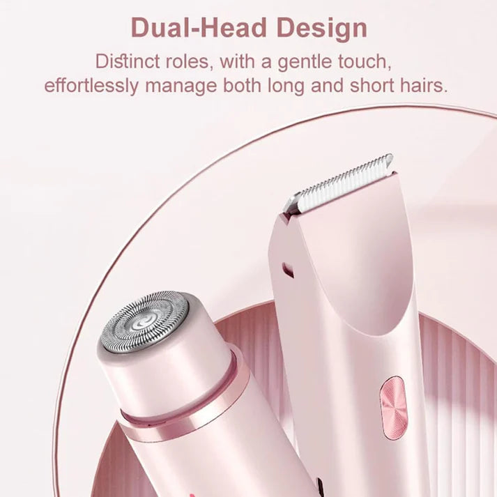 Double Head Shaver & Trimmer - Ipx7 Waterproof Wet & Dry Use (for bikini, underarms, legs, arms, body & face) (مِقَص حلاقة كهربائي ذوا رأسين)