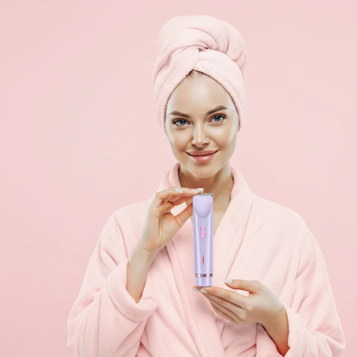 Double Head Shaver & Trimmer - Ipx7 Waterproof Wet & Dry Use (for bikini, underarms, legs, arms, body & face) (مِقَص حلاقة كهربائي ذوا رأسين)